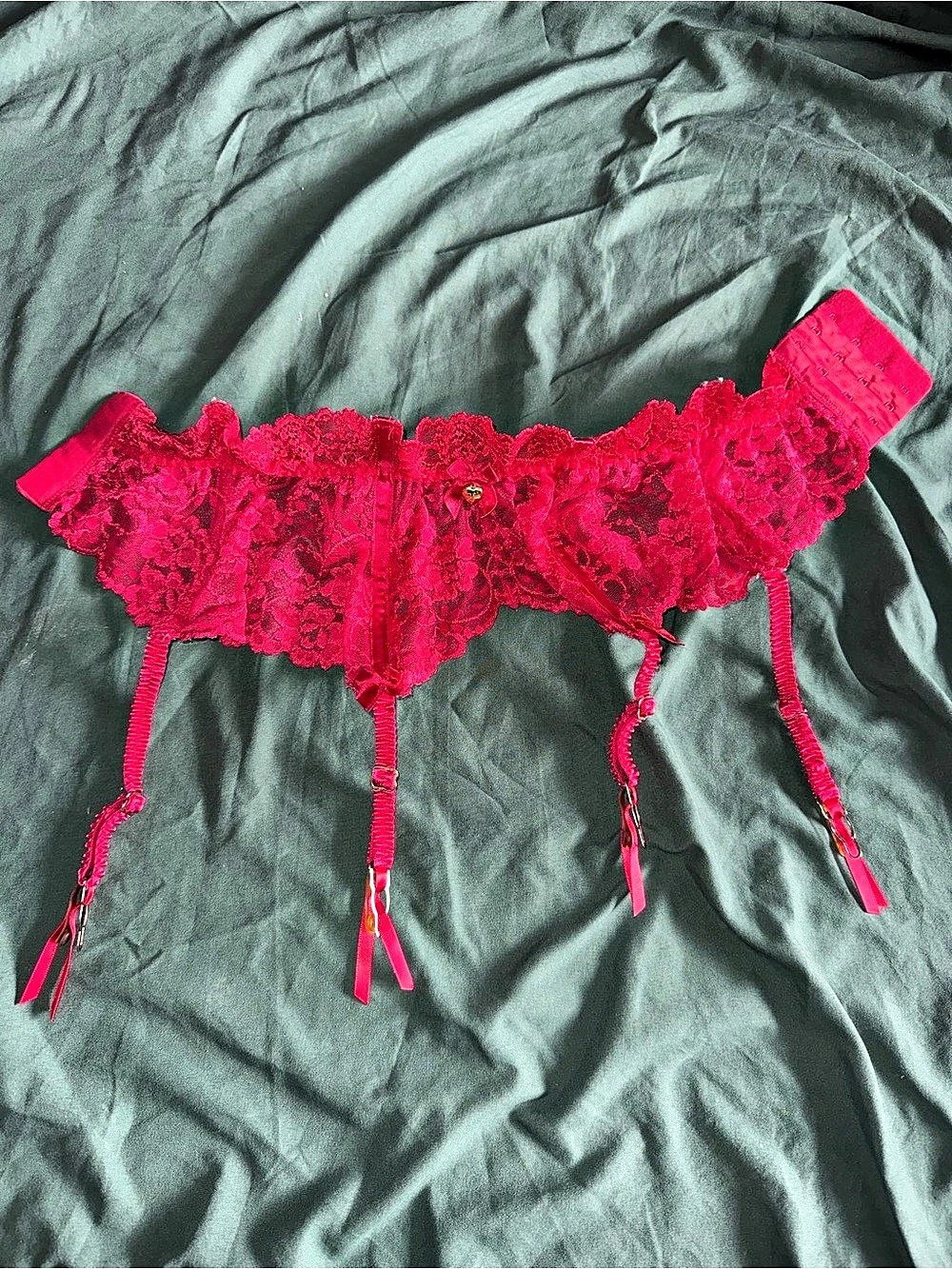 H&M Lace Garter Belt Floral Pink Size XS